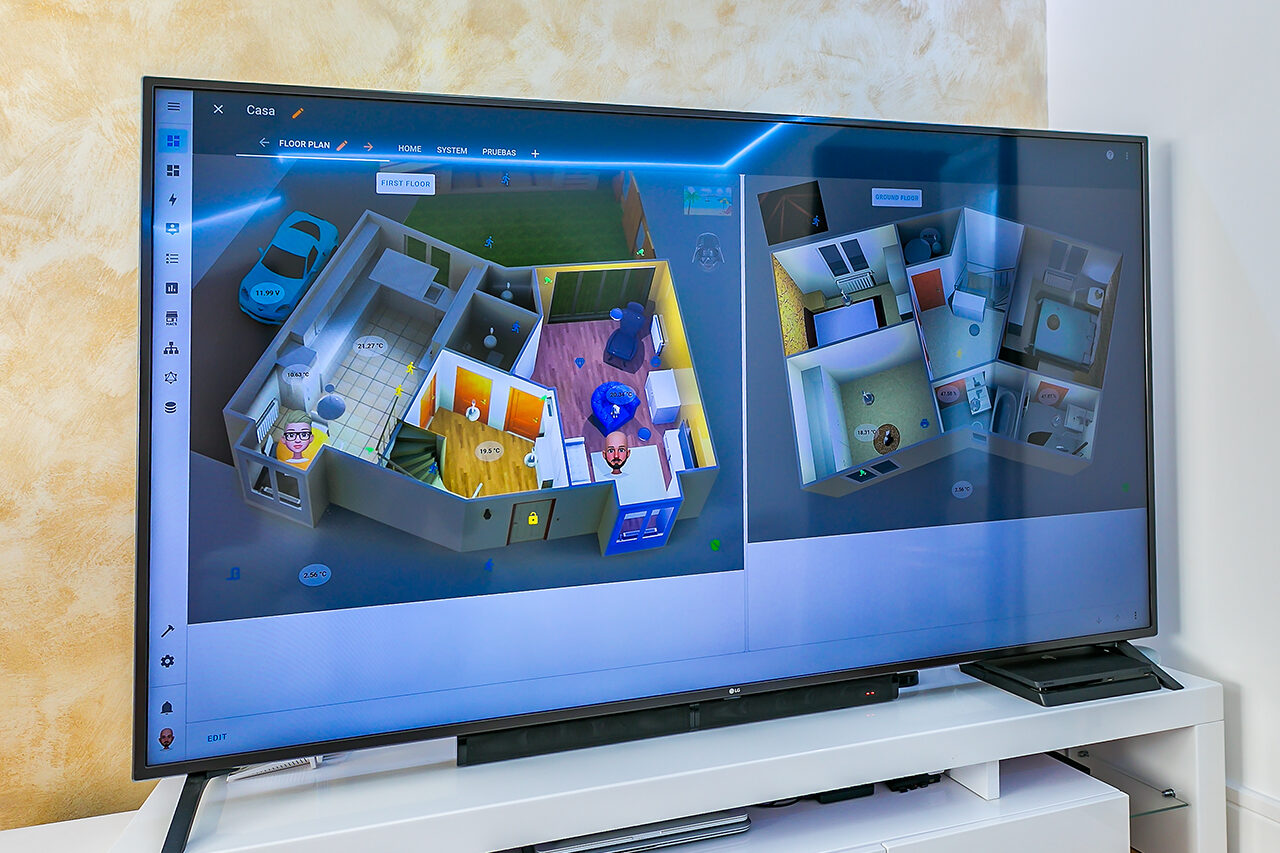 Smart Home TV displaying 3D Floor Plan